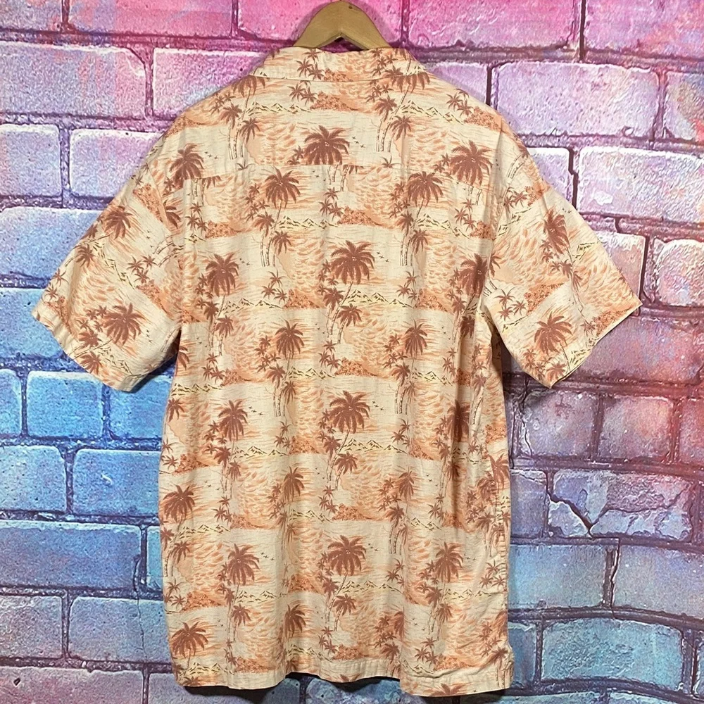 Solitude Palm Tree Button Up Shirt Men’s XL Beige Brown - Picture 5 of 10